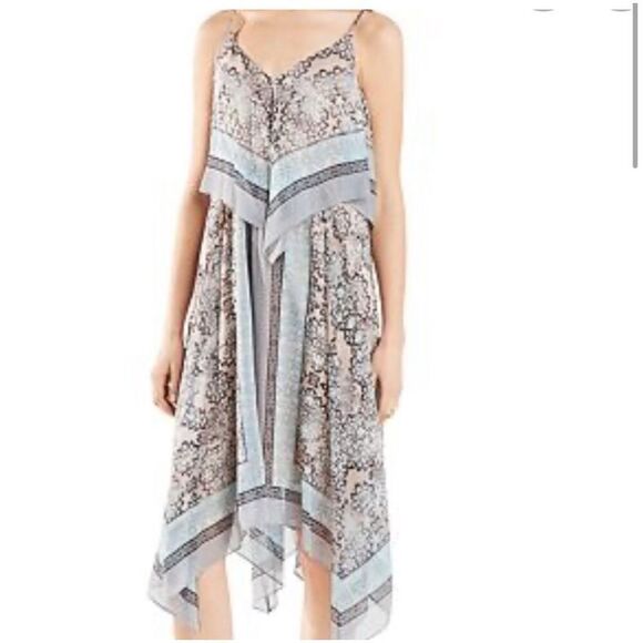 BCBGMaxazria Novah Scarf Pastel Print Chiffon Dress - Picture 2 of 8